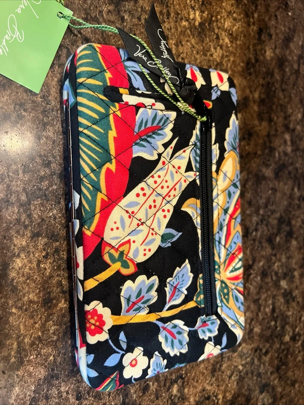 Vera Bradley Opera Versailles Wallet / Clutch Black With Red Blue Cream Floral